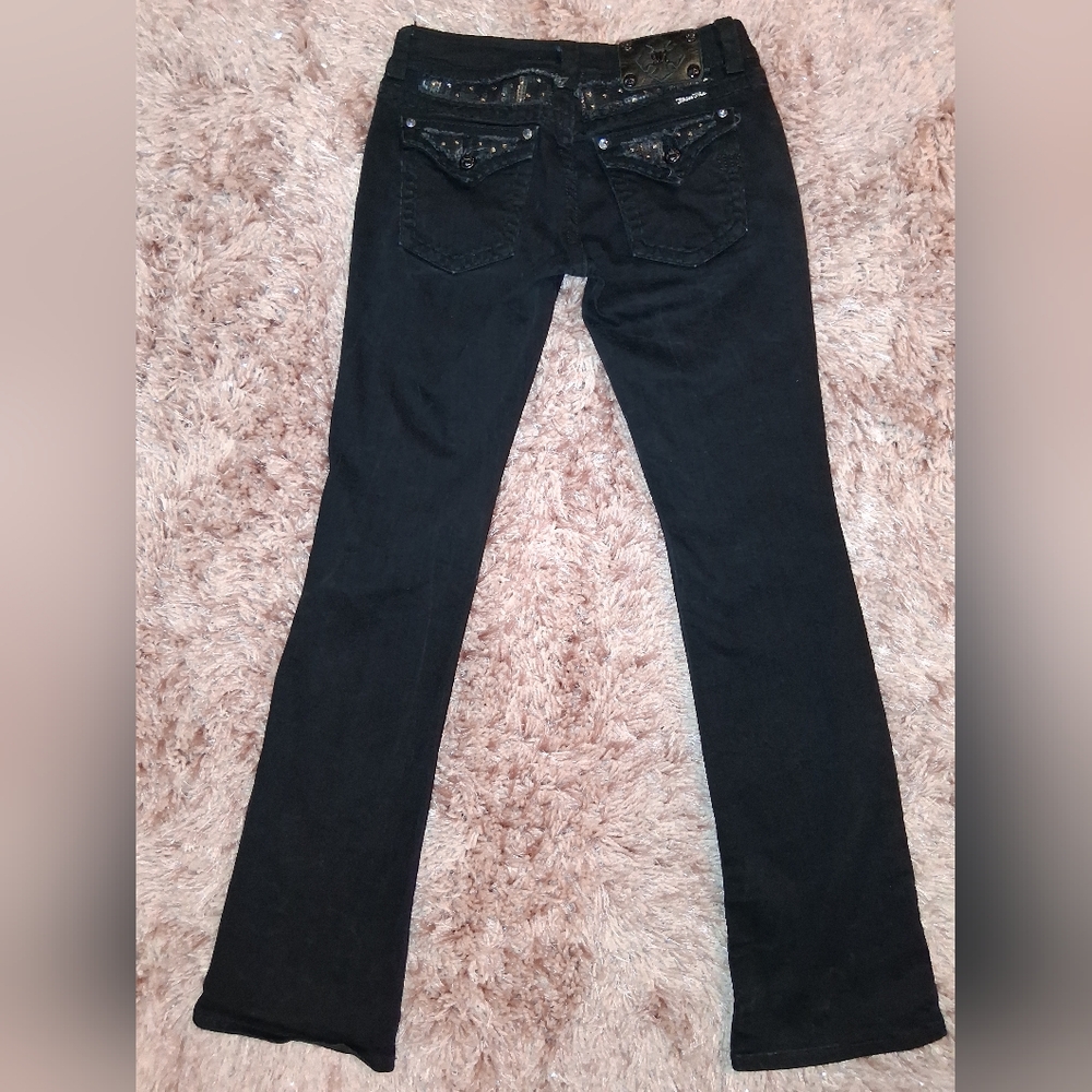 Miss Me Black Boot Cut Jeans with Sequin Accents